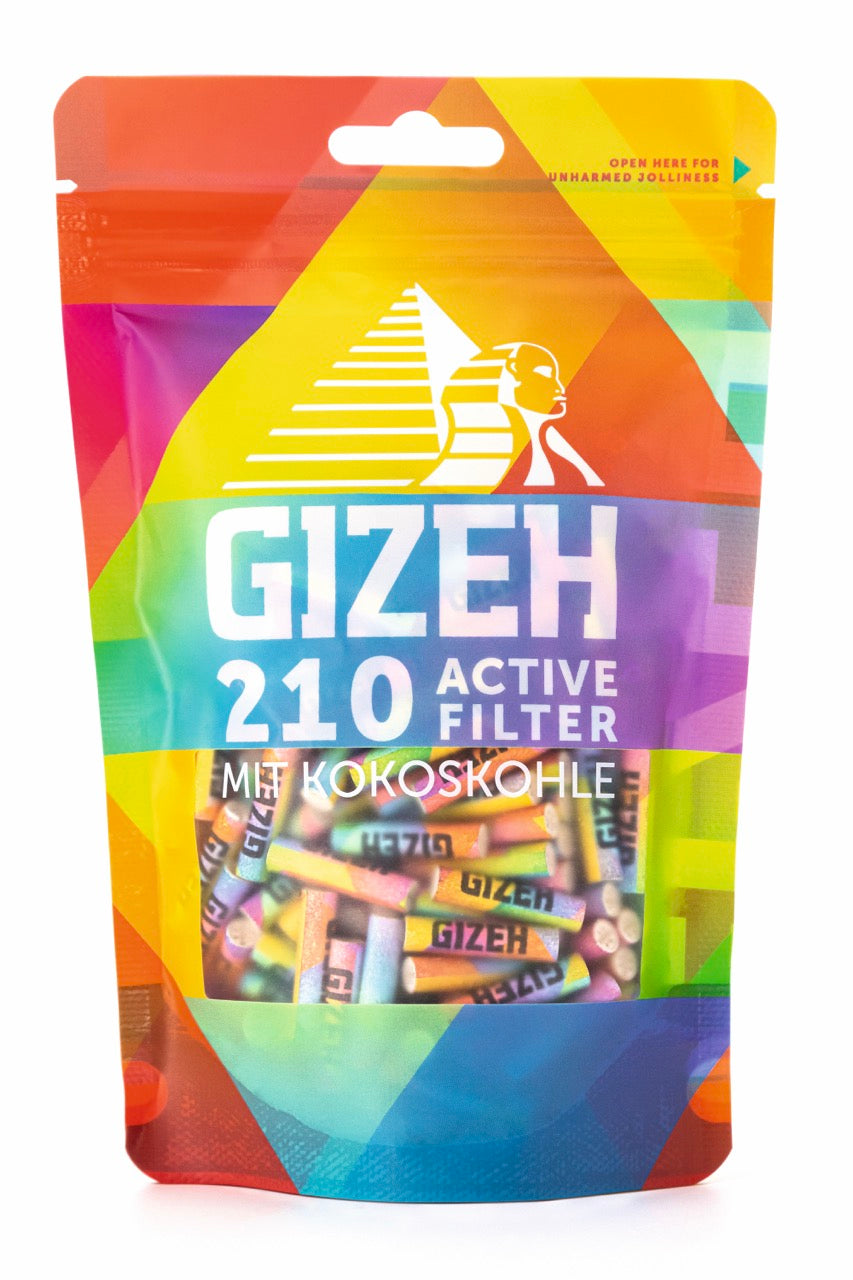 GIZEH Rainbow Active Filter 6mm 210er Beutel frontal fotografiert