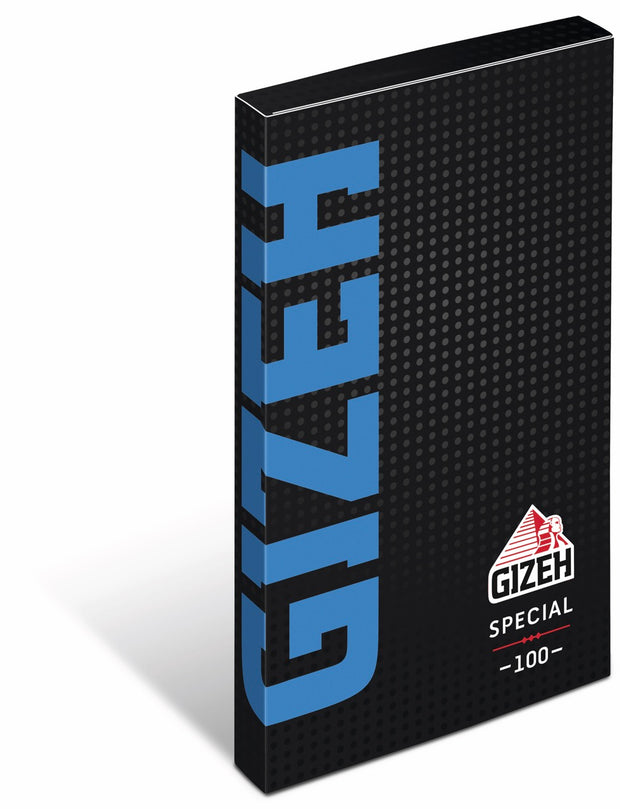 GIZEH Black Special Blau Blättchen, klassische Packung mit Magnetverschluss, seitlich fotografiert