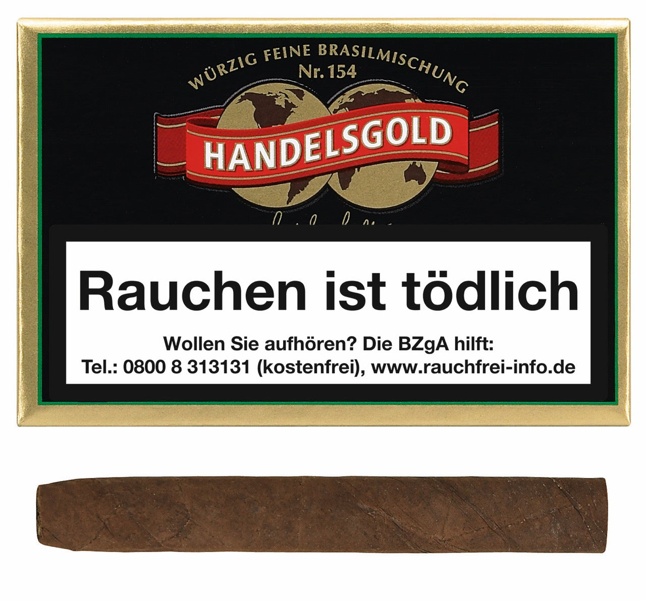 Handelsgold Brasil Cigarillo 154 Zigarillos – 10er Packung, frontal fotografiert