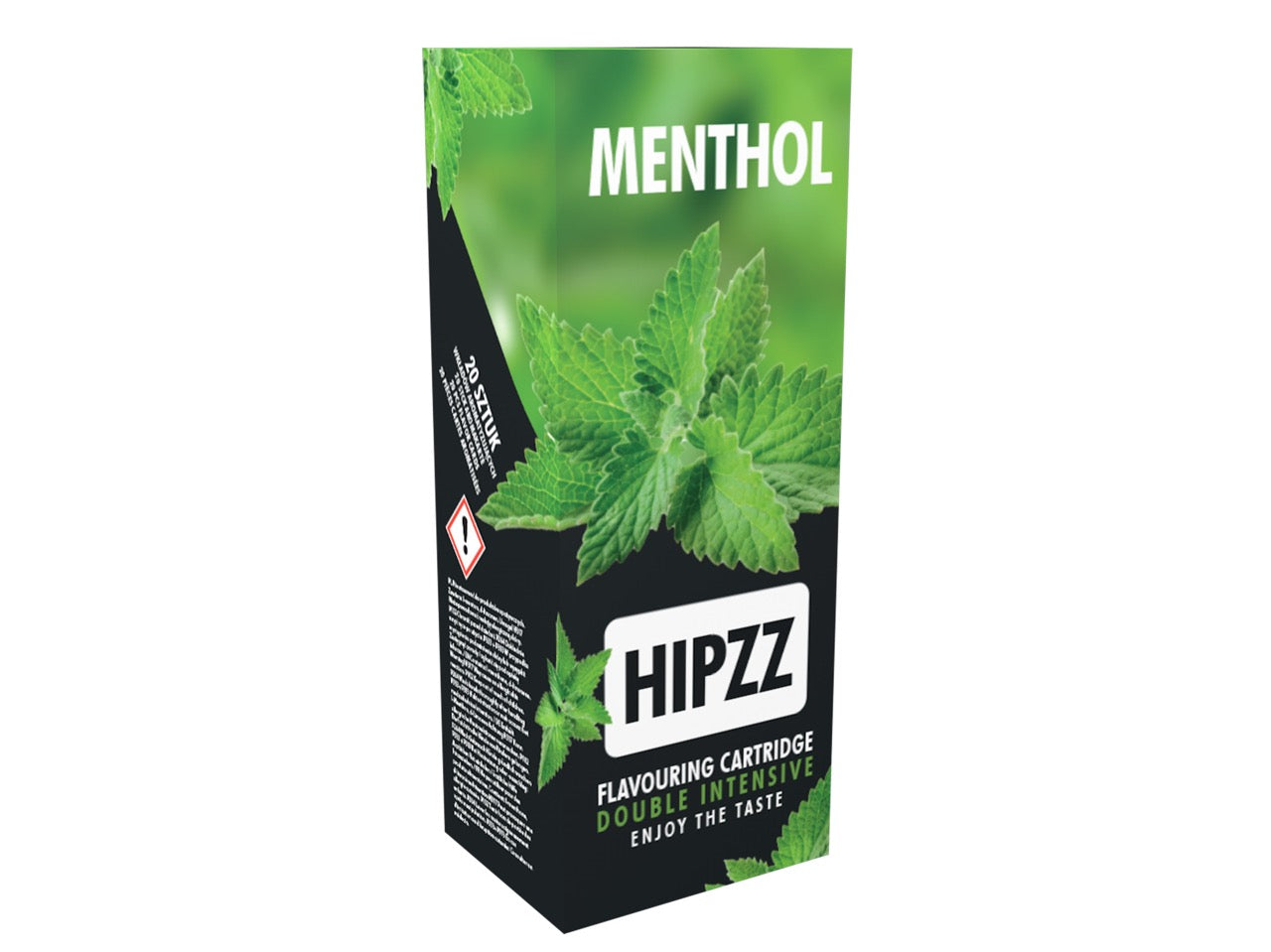 HIPZZ Menthol Aromakarten 20er Packung, Karton Vorderseite, frischer Menthol-Geschmack, Aromatisierung für Tabak