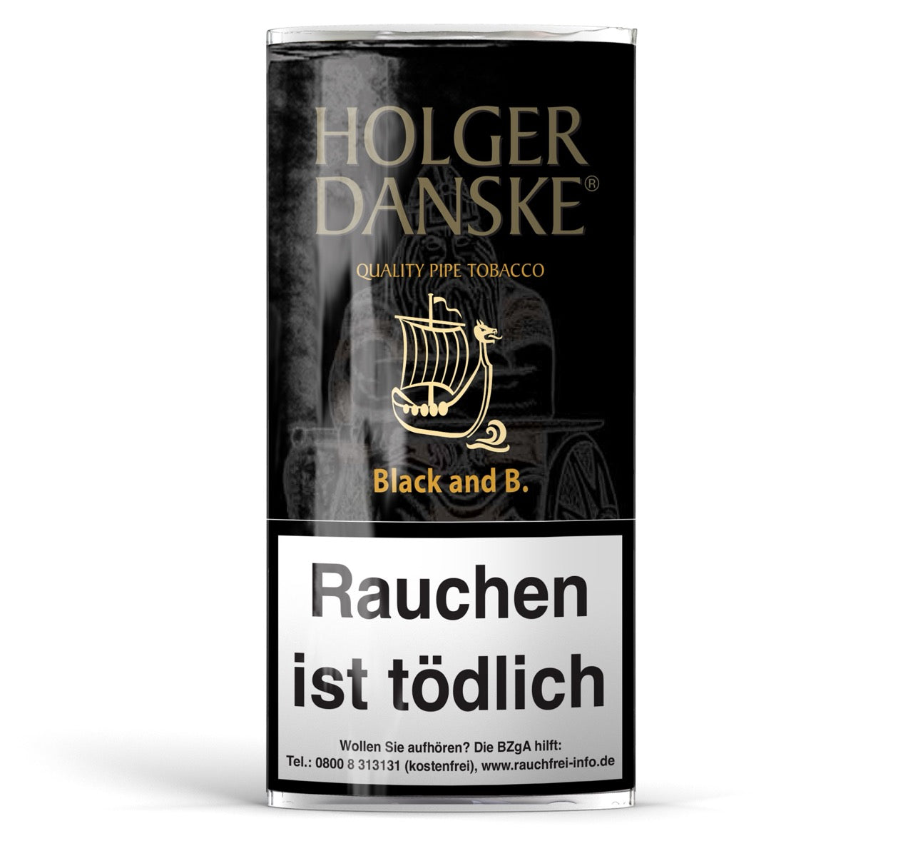Holger Danske Black and B. Pfeifentabak 40g – aromatisierter Tabak mit Bourbon Whiskey, Black Cavendish und Burley, fruchtig-süß.