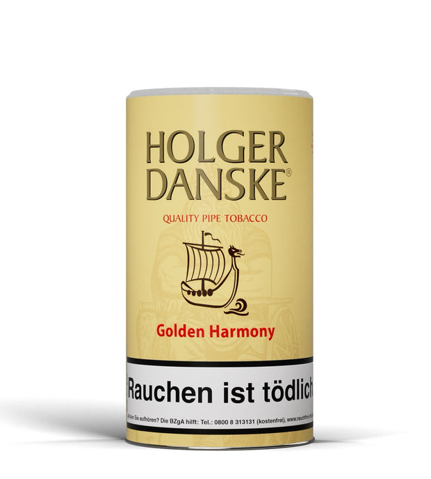 Holger Danske Golden Harmony Pfeifentabak 250g Dose – fruchtige Mischung mit Mango- und Vanillearoma, Virginia, Burley, Black Cavendish.