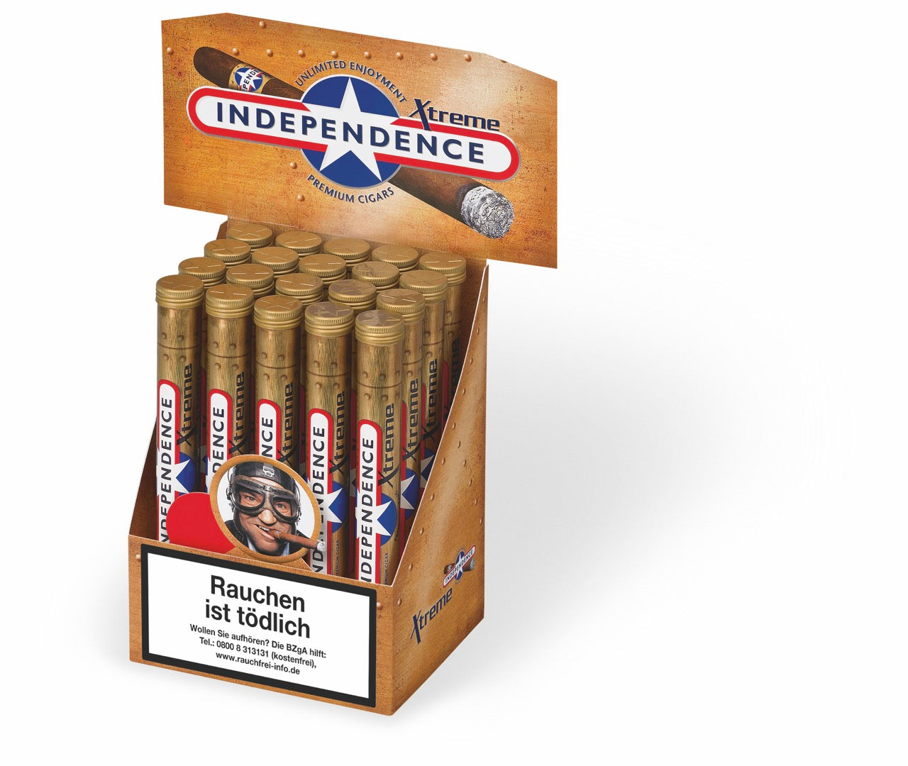 Independence Extreme Vanilla Tubes Zigarren – 20er Karton Draufsicht