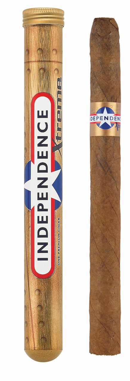 Independence Extreme Vanilla Tube – einzelne Zigarre neben Tube, 20er Pack