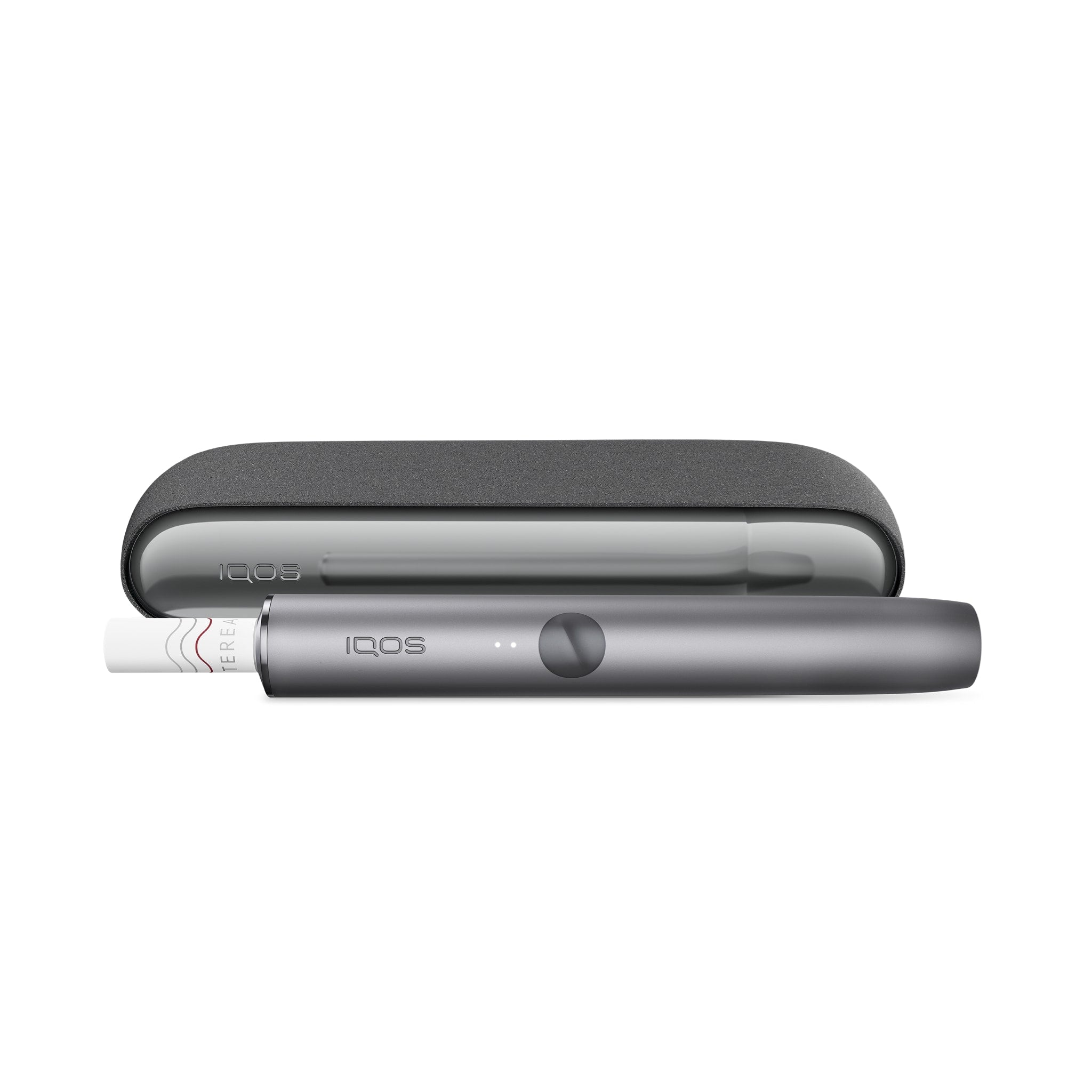 IQOS ILUMA Kit Pebble Grey – moderner Tabakerhitzer in Grau, liegend
