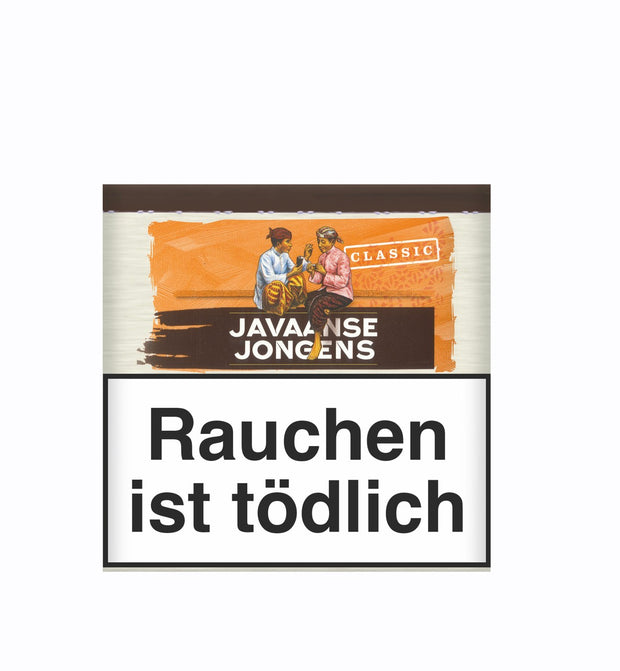 Javaanse Jongens Classic 61g Feinschnitt Tabak frontal – kräftiger Drehtabak in wiederverschließbarer Dose