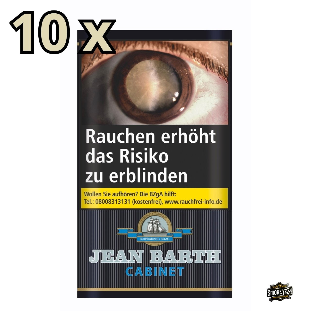 Jean Barth Zware Drehtabak 10x35g Pouch – kräftiger, dunkler Feinschnitt zum Selbstdrehen
