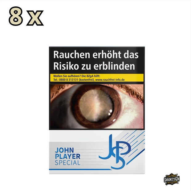 Stange JPS Blue Zigaretten mit 8 Packungen à 24 Stück im blauen Design