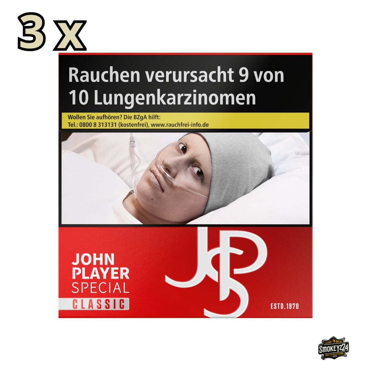 JPS Classic Red Zigaretten Stange 3x60 Stück – 180 Zigaretten in drei großen Schachteln