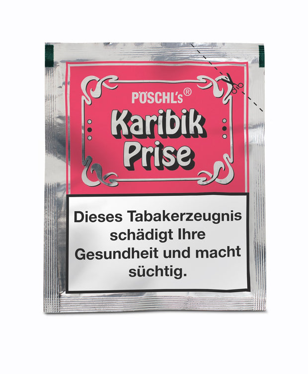 Karibik Prise Schnupftabak mit fruchtigem Aroma und Menthol in 10g-Tütchen – exotischer Genuss aus dem Hause Pöschl.