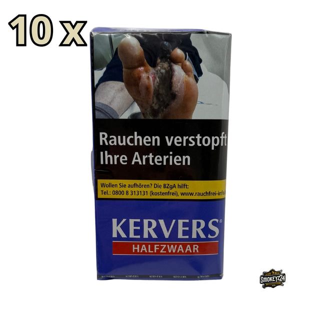 Kervers Halfzwaar Drehtabak 10x40g Gebinde mit blauem Pouch freigestellt