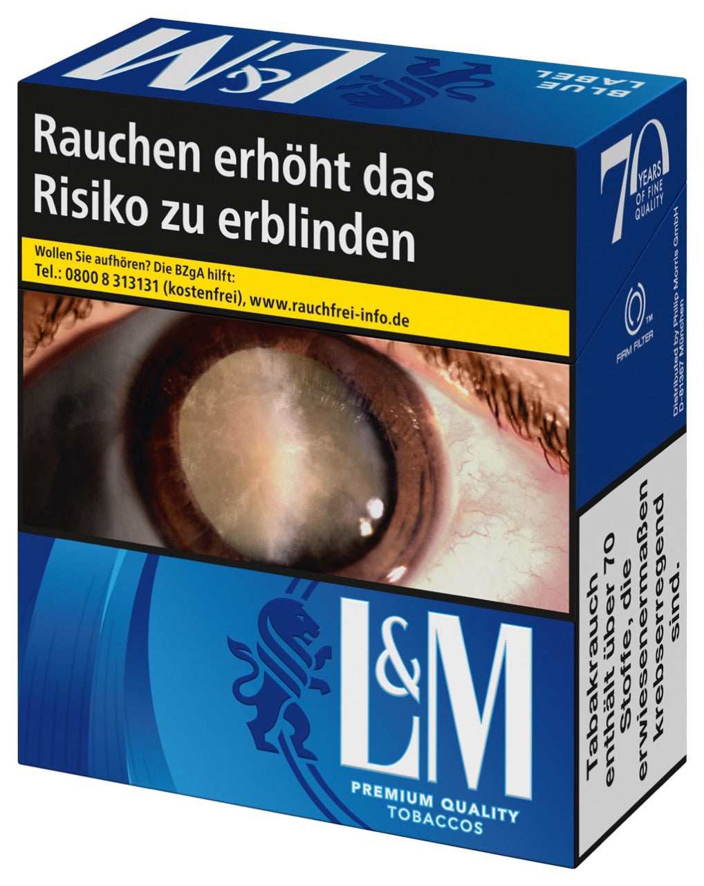 L&M Blue Zigaretten – 4XL Packung leicht seitlich dargestellt