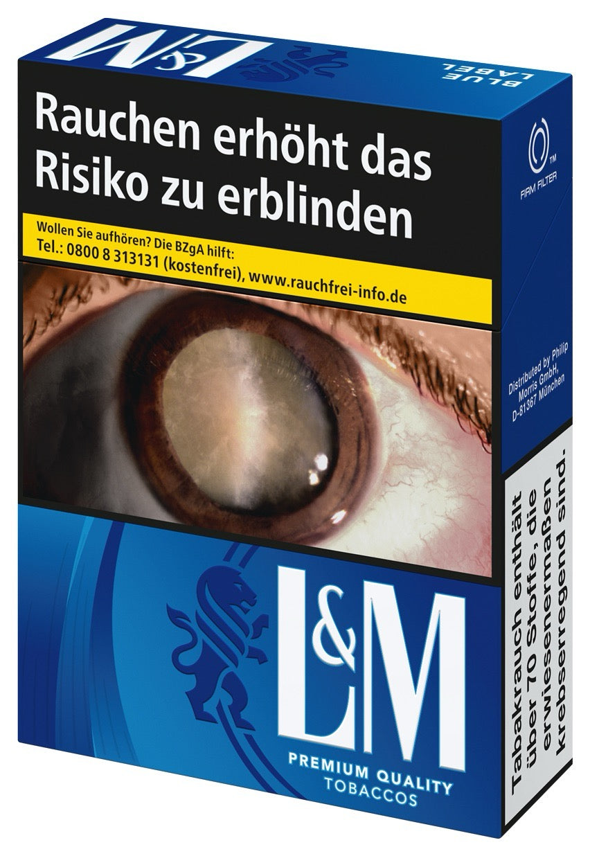 L&M Blue XL Zigaretten – leicht seitlich fotografiert