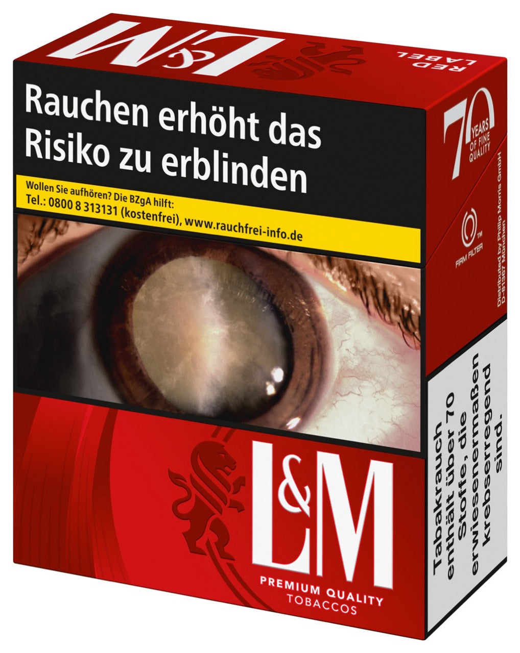 L&M Red Zigaretten – 4XL-Packung leicht seitlich dargestellt