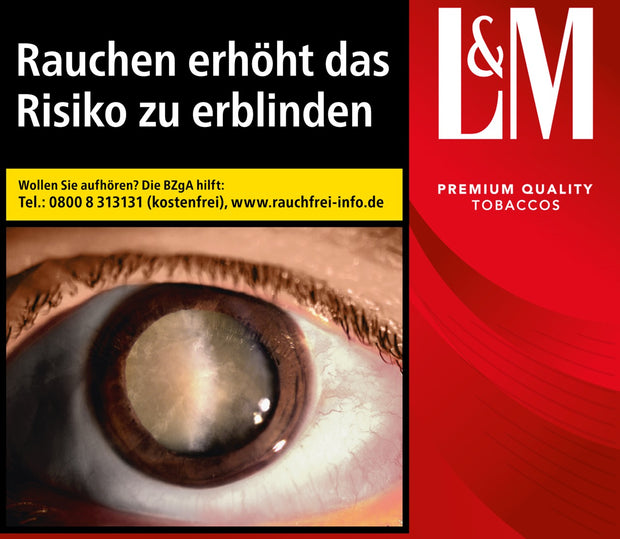 L&M Red 9XL Zigarettenschachtel – Frontansicht mit 77 Zigaretten