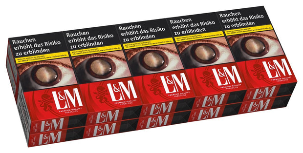 L&M Red Long Zigaretten Stange mit 10x20 Stück im 100er-Format – Vorderansicht