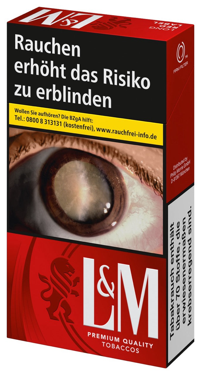 L&M Red Long Zigaretten – einzelne Packung seitlich, 100mm