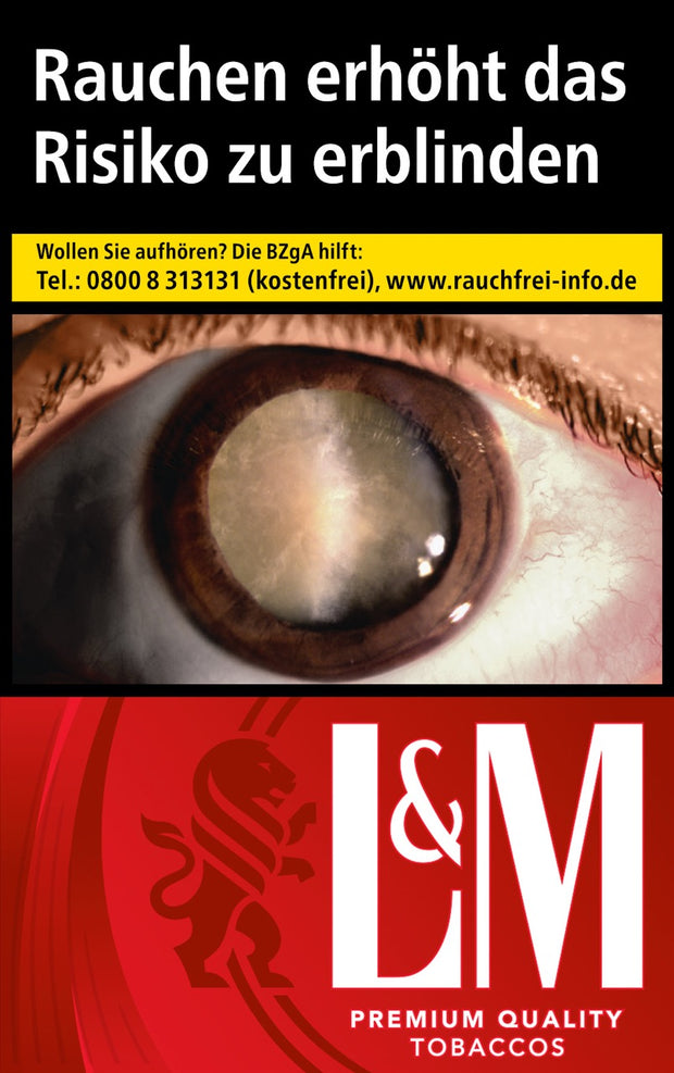 L&M Red Filterzigaretten – Packung frontal dargestellt