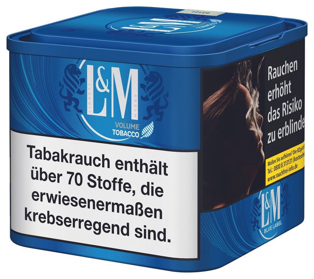 L&M Blue Volumentabak 41g – seitliche Produktansicht der Dose mit Volumenangabe