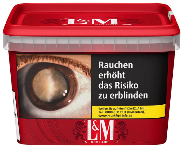 L&M Red Volumentabak 195g Mega Box – große rote Box frontal mit Sortenangabe