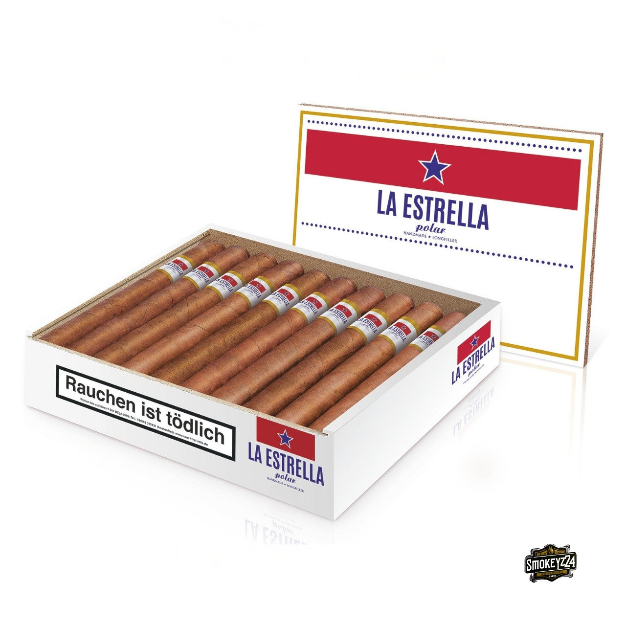 La Estrella Polar Rothschild Zigarren 20er Kiste, frontal abgebildet