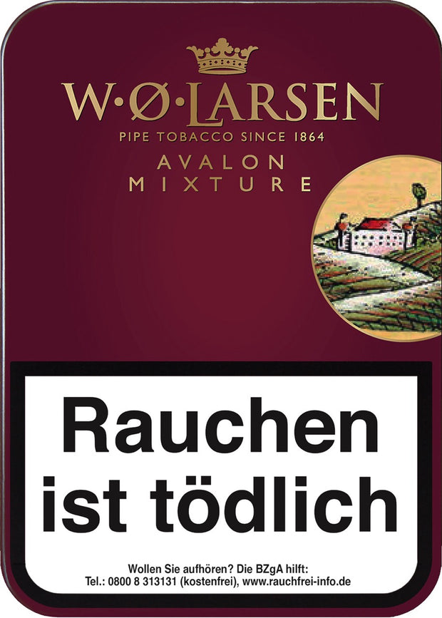 W. O. Larsen Avalon Mixture Pfeifentabak 100g Dose – milde Virginia-Black Cavendish Mischung mit feinem Rotwein-Aroma, sanft und fruchtig