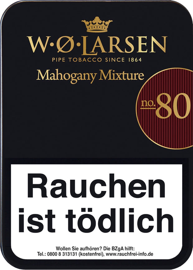 W. O. Larsen Mahagony Mix No. 80 Pfeifentabak 100g Dose – Mischung aus Virginia, Black Cavendish und Burley mit Karamell- und Kaffeenoten