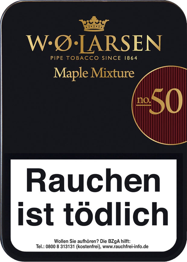 W. O. Larsen Maple Mix No. 50 Pfeifentabak 100g Dose – Mischung aus Virginia, Burley, Black Cavendish, veredelt mit Ahornsirup und Honig