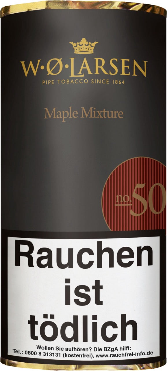 W. O. Larsen Maple Mix No. 50 Pfeifentabak 50g Pouch – aromatisierte Mischung aus Virginia, Burley, Black Cavendish, Honig und Ahornsirup