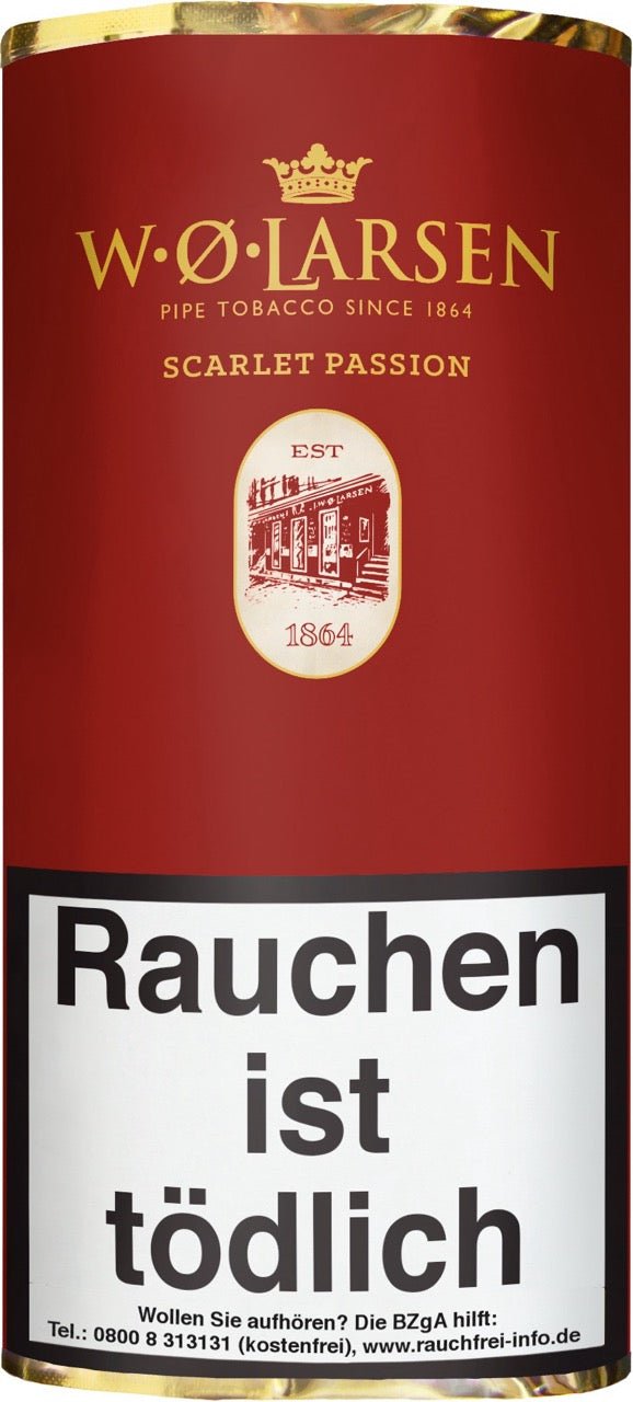 W. O. Larsen Scarlet Passion Pfeifentabak 50g Pouch – milde Mischung, fruchtig-süß, mit Virginia, Burley & Black Cavendish