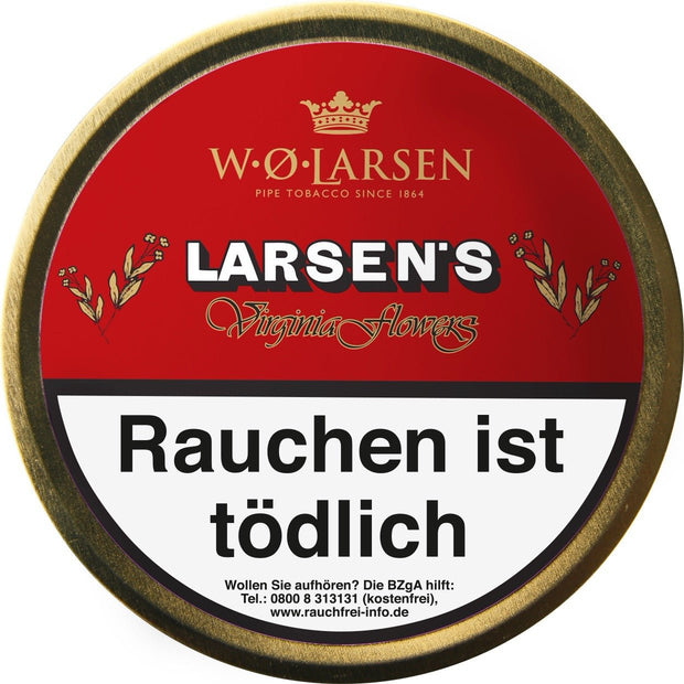W. O. Larsen Virginia Flowers Pfeifentabak 100g – milder Loose Cut mit Hickory-Nuss-Aroma, sanft, ausgewogen, nussig-süß, einfach zu stopfen