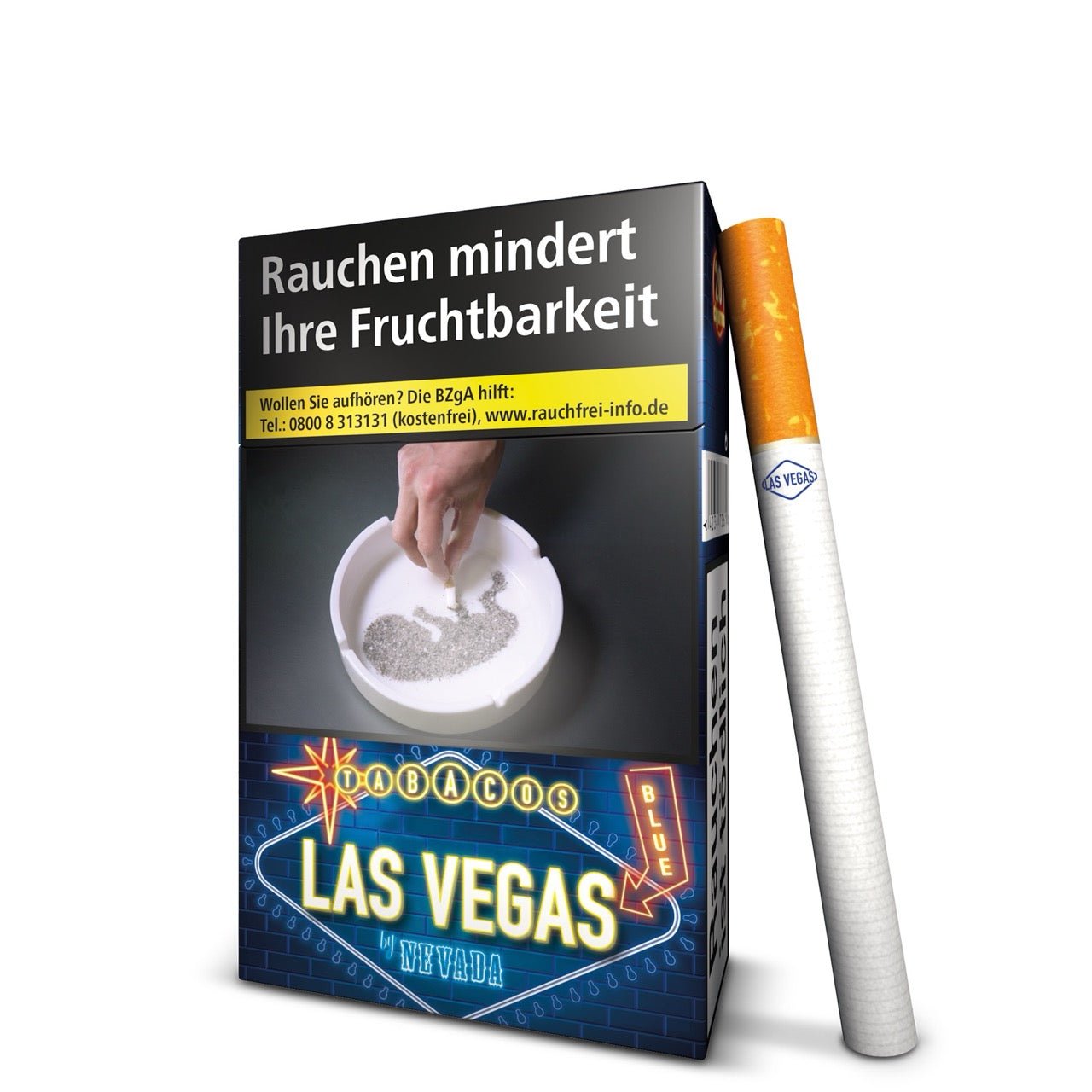 Las Vegas Blue Zigaretten Schachtel mit angelehnter Zigarette
