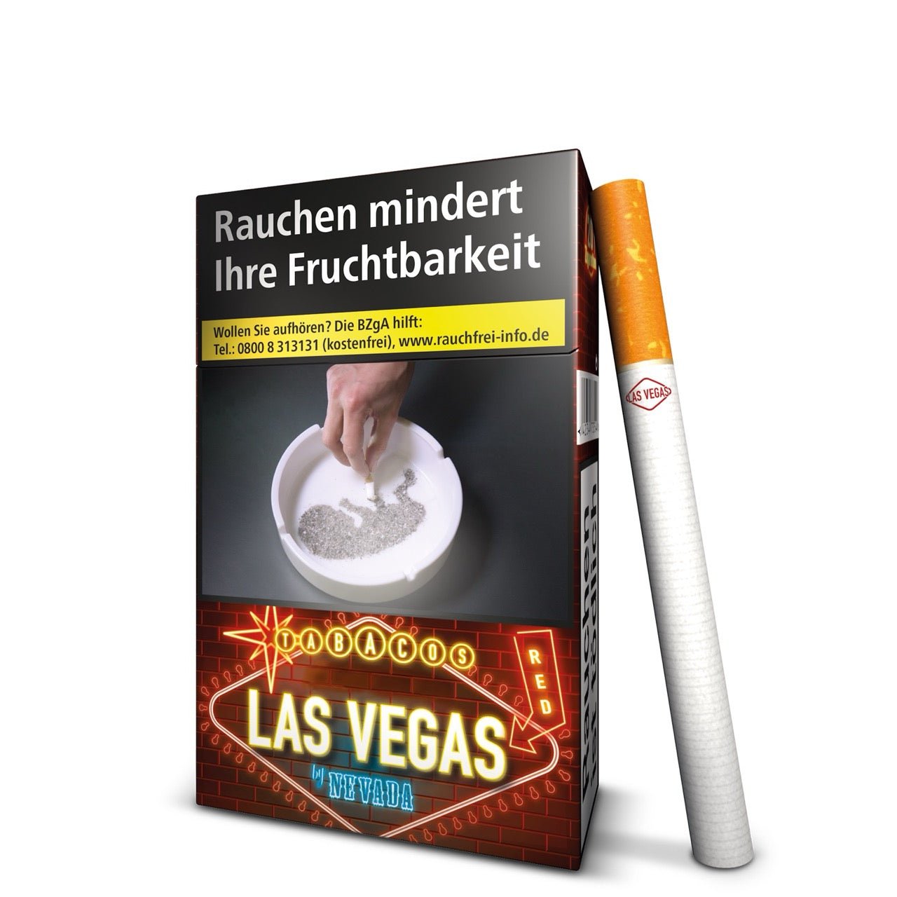 Las Vegas Red Zigaretten Schachtel mit angelehnter Zigarette