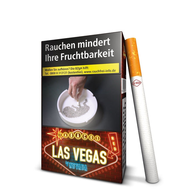 Las Vegas Red Zigaretten Schachtel mit angelehnter Zigarette