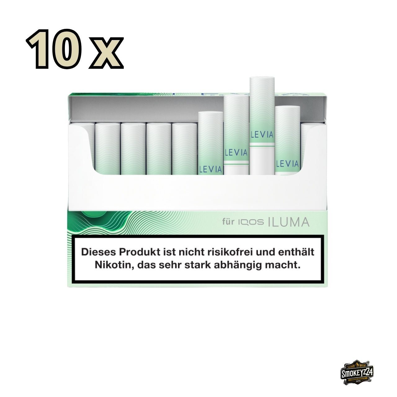 LEVIA Alpine – geöffnete Schachtel, Sticks sichtbar, kompatibel mit IQOS ILUMA, frisches Menthol & Pfefferminze