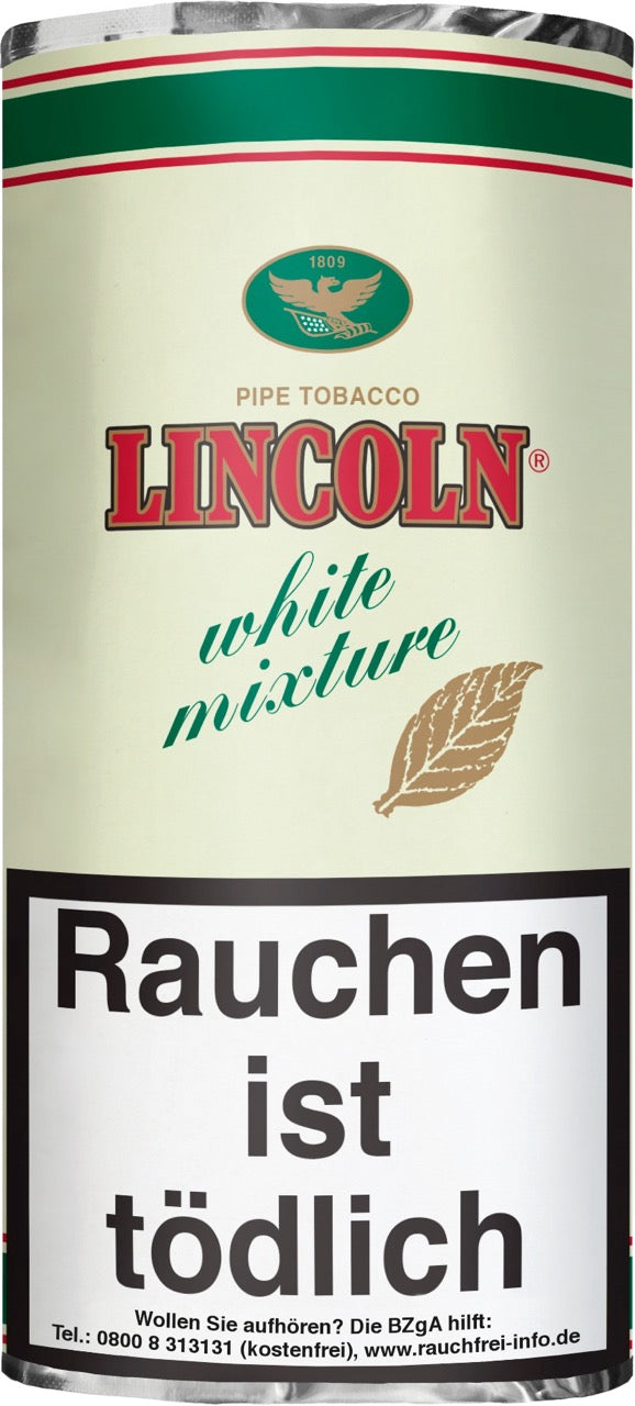 Lincoln White Mixture Grün Pfeifentabak 50g Pouch – Aromatisiert mit Vanille & Kirsche, Mischung aus Burley, Virginia, Orient