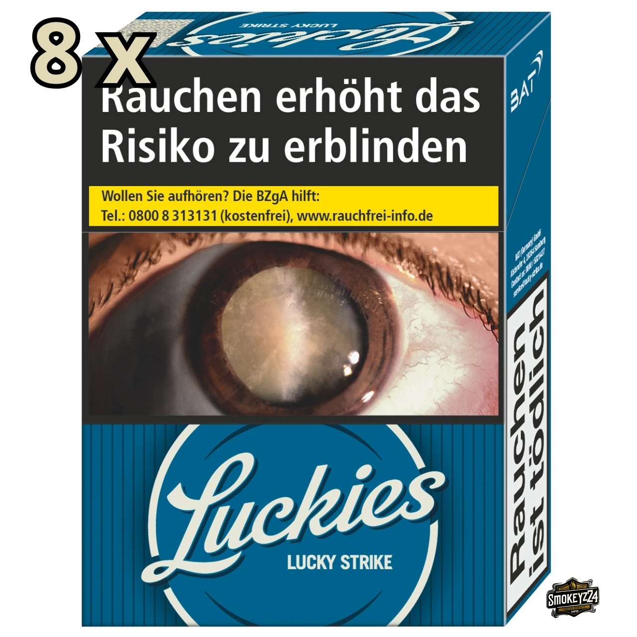 Luckies Crafted 1871 Blue Giga – Packung seitlich, Stange 8x27