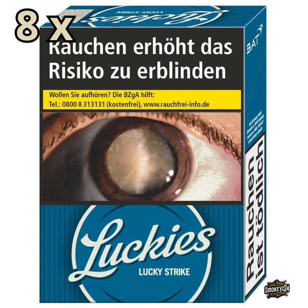 Luckies Crafted 1871 Blue Giga – Packung seitlich, Stange 8x27