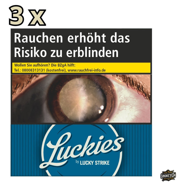 Luckies Crafted 1871 Blue Hercules – 58er Box frontal mit 3x Hinweis