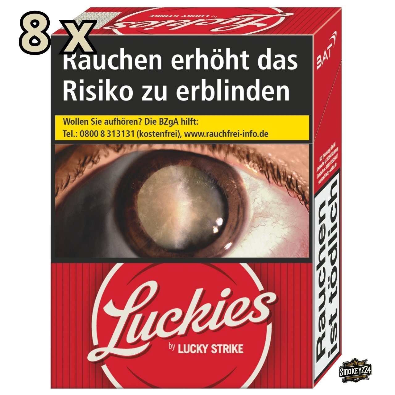 Luckies Crafted 1871 Red Giga – Packung seitlich, Stange 8x27