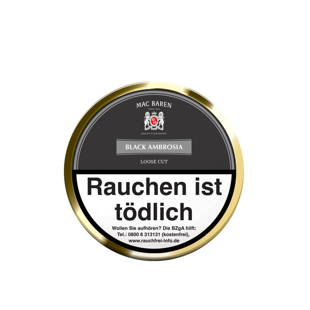Mac Baren Black Ambrosia Pfeifentabak 100g Dose – Original Verpackung, aromatischer Vanille- und Frucht-Pfeifentabak