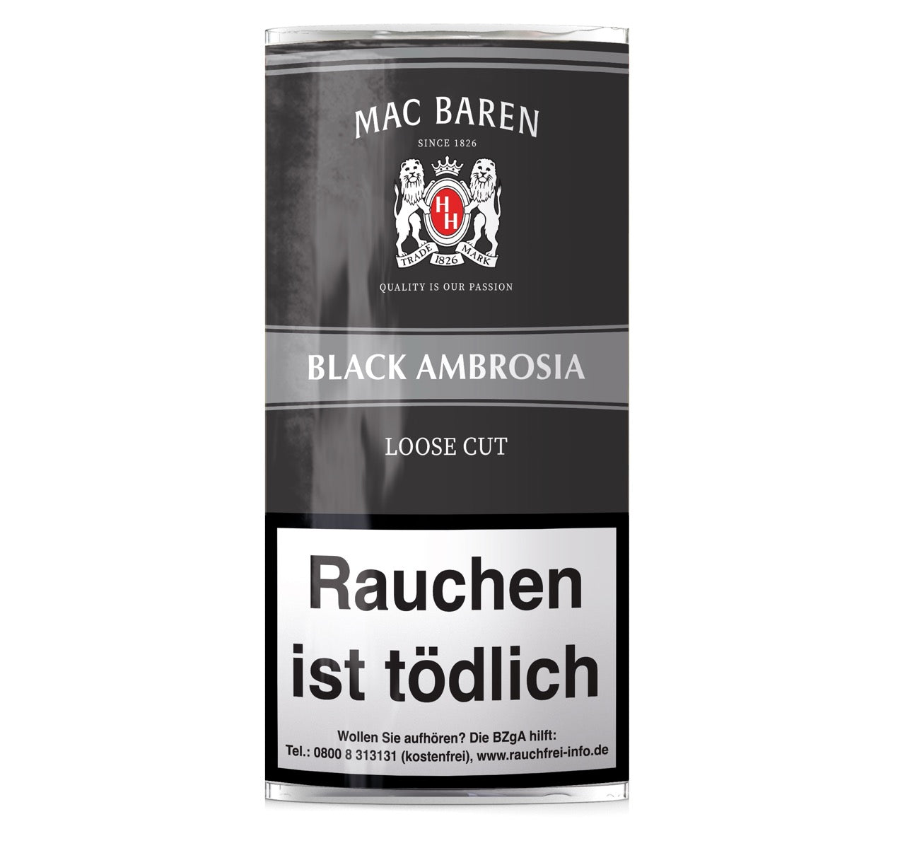 Mac Baren Black Ambrosia Pfeifentabak 50g Pouch – Original Verpackung, aromatisierter Pfeifentabak aus Dänemark
