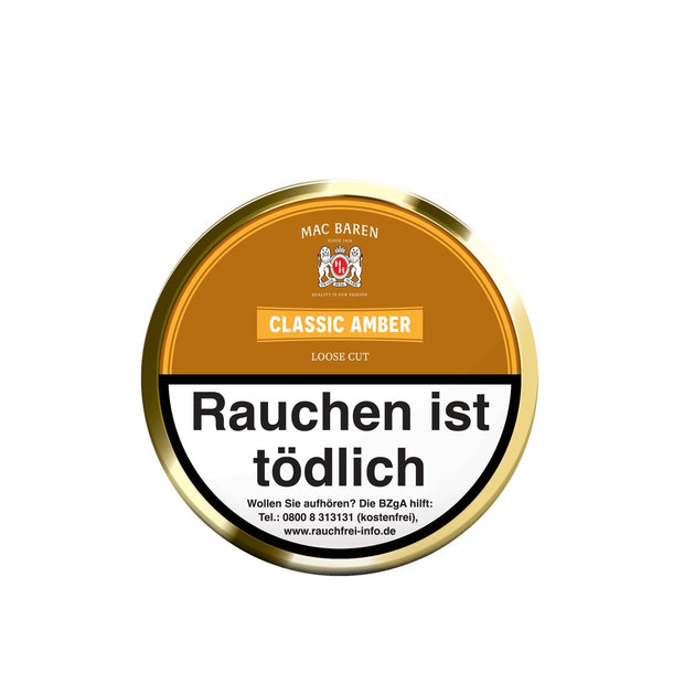 Mac Baren Classic Amber Pfeifentabak 100g Dose – Original Verpackung, Vanilla Toffee Cream aromatisierter Pfeifentabak