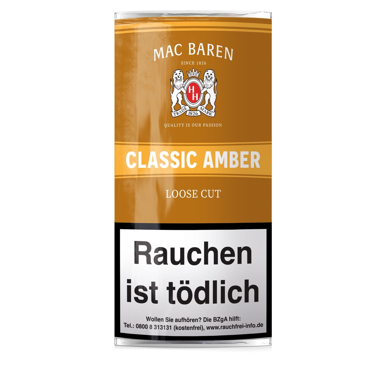 Mac Baren Classic Amber Pfeifentabak 50g Pouch – Original Verpackung, Vanilla Toffee Cream aromatisierter Pfeifentabak