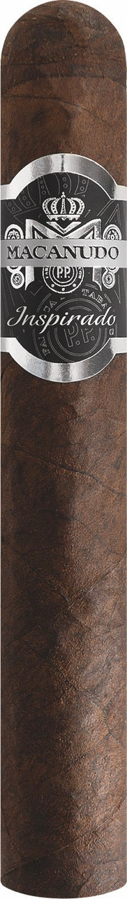 Einzelne Macanudo Inspirado Black Toro Zigarre, kräftig und vollmundig, präsentiert mit glänzend dunkler Tabakhülle.
