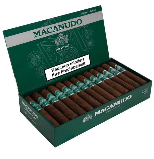 Macanudo Inspirado Green Robusto Zigarren 25er-Kiste, Premium-Zigarren mit brasilianischem Arapiraca-Deckblatt.