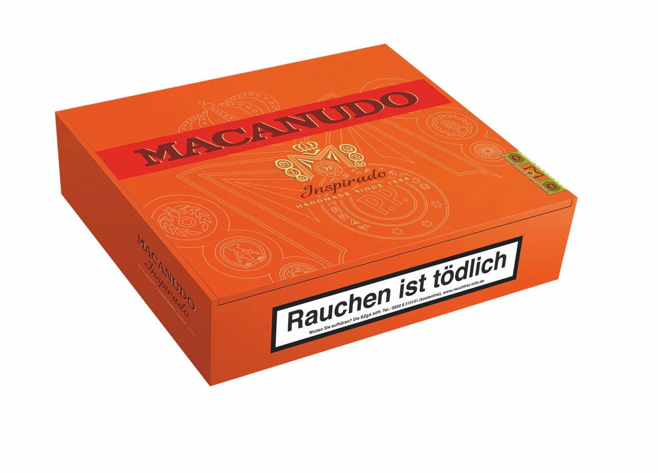 Macanudo Inspirado Orange Robusto Zigarren 20er-Kiste, geschlossen.