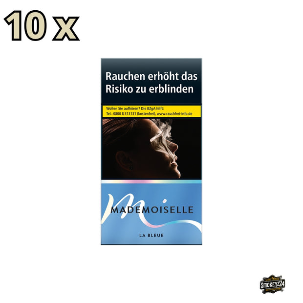 Mademoiselle La Bleue Zigaretten – 10x20 ultraschlanke Super Slim Long Filterzigaretten im stilvollen blauen Design