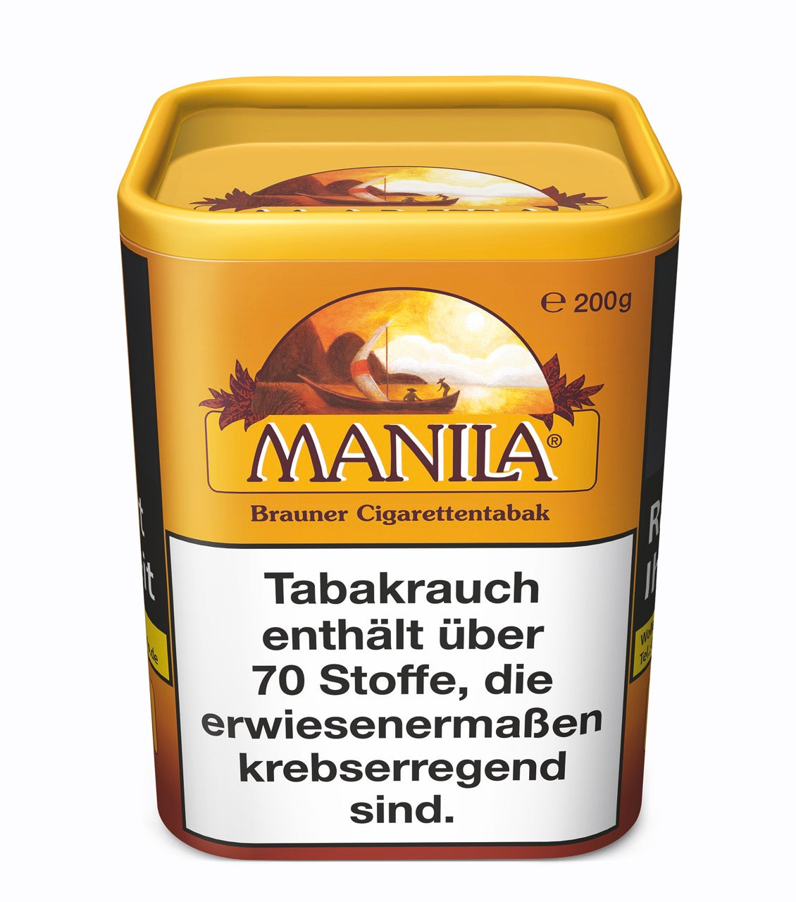 Manila Feinschnitt Zigarettentabak 200g Dose – aromatischer brauner Tabak zum Stopfen oder Drehen, nachhaltige Rechteckdose von Pöschl