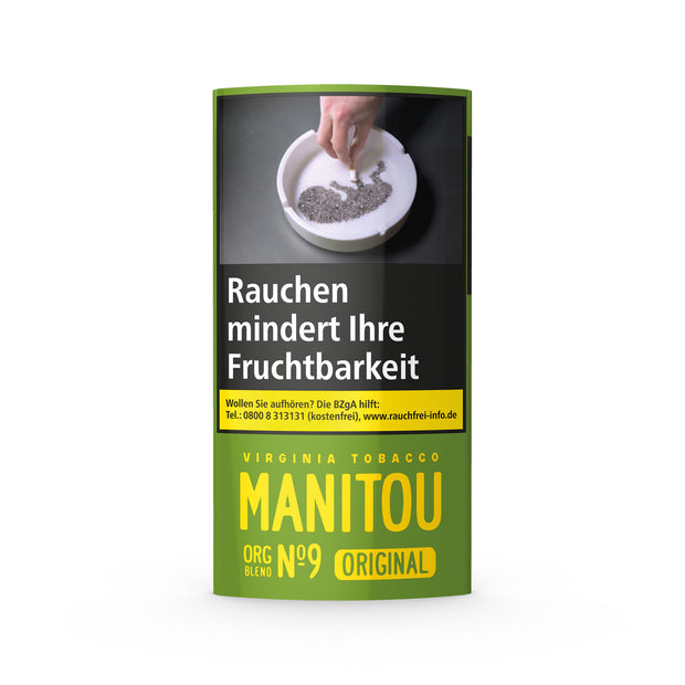 Manitou Green No 9 Tabak 30g Pouch – starker Bio-Drehtabak ohne Zusatzstoffe, intensiver Geschmack